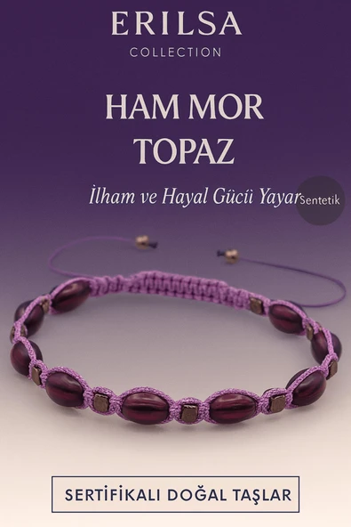 Sertifikalı Sentetik Ham Mor Topaz Taşı Bileklik – İlham ve Hayal Gücü Yayan El Yapımı Takı ürün görseli