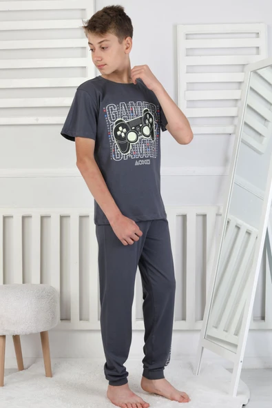 Gamer Console Desenli Kısa Kollu Erkek Çocuk Pijama Takımı - Resim 6