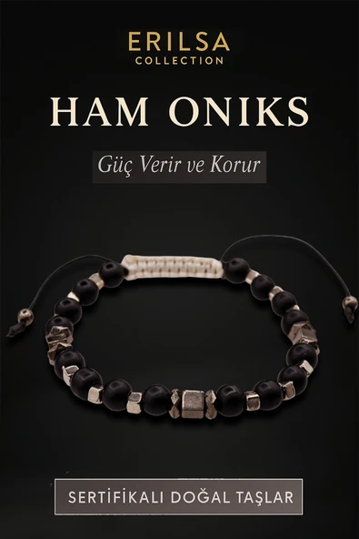Sertifikalı Ham İşlenmemiş Oniks Taşı Bileklik – Güç Veren Kötülüklerden Koruyan El Yapımı Takı ürün görseli