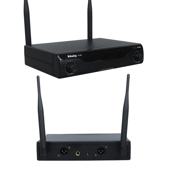 König K-700 E-E Profesyonel 663-694Mhz 2 El 2 Kanal Uhf 2X50 Kablosuz Telsiz Mikrofon - 2