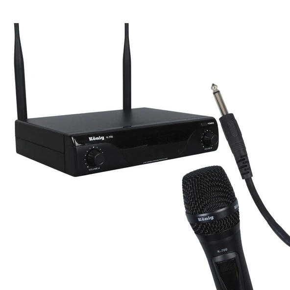 König K-700 E-E Profesyonel 663-694Mhz 2 El 2 Kanal Uhf 2X50 Kablosuz Telsiz Mikrofon
