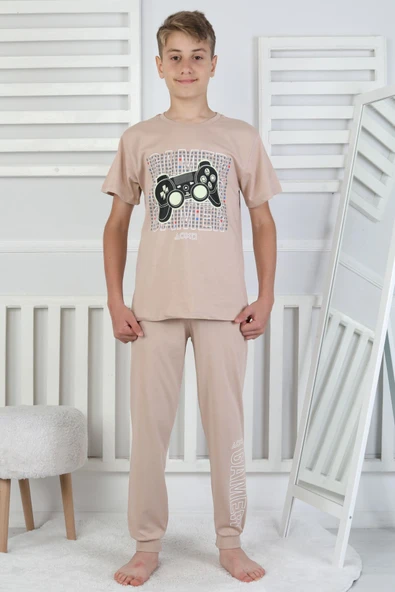 Gamer Console Desenli Kısa Kollu Erkek Çocuk Pijama Takımı - Resim 11