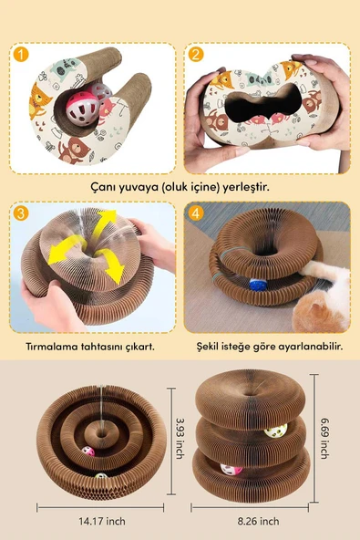 Kedi Tırmalama Oyuncağı, Sihirli Kedi Oyuncağı, Çıngıraklı Tırmalama Panosu, Kedi Oyuncağı - 4