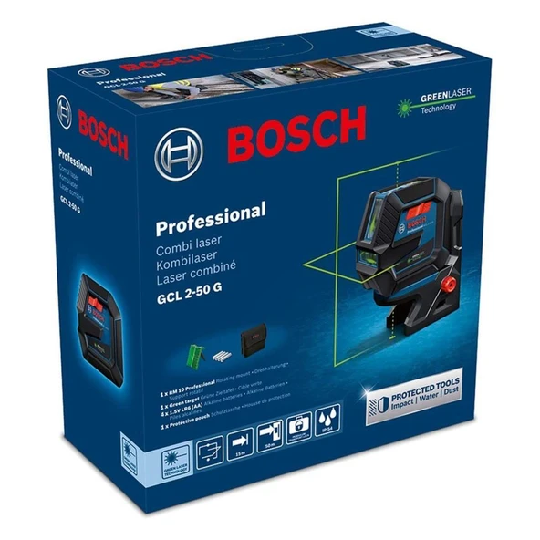 Bosch Profesyonel GCL 2-50 G + RM 10 Lazerli Hizalama 0601066M00 TEŞHİR - Resim 4