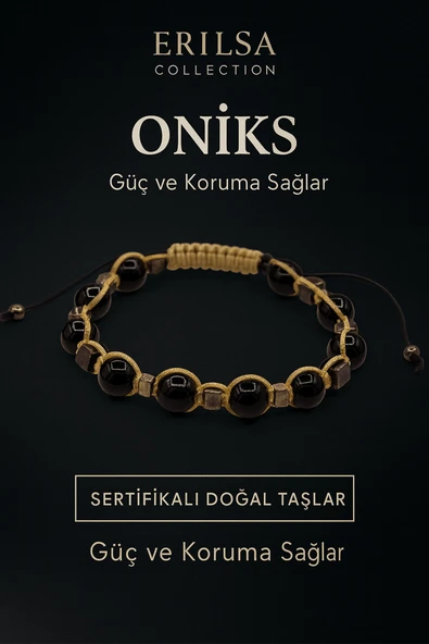 Sertifikalı Doğal Oniks Taşı Bileklik – Güç ve Koruma Sağlayan El Yapımı Enerji Takısı ürün görseli