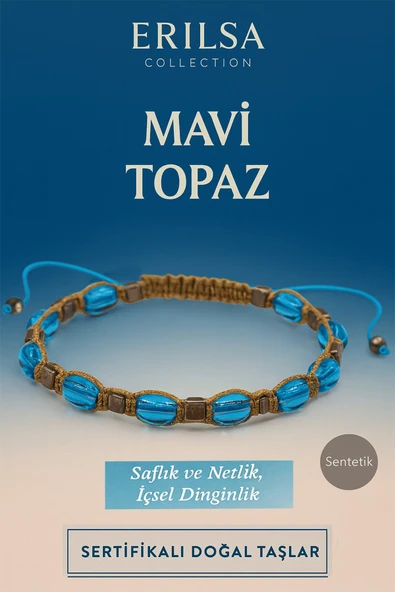 Sertifikalı Sentetik Mavi Topaz Taş Bileklik – Saflık Netlik ve İçsel Dinginlik ürün görseli