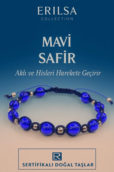 Sertifikalı Mavi Safir Taş Bileklik – Aklı ve Hisleri Harekete Geçiren Enerji Taşı ürün görseli