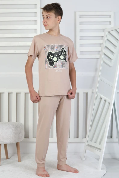 Gamer Console Desenli Kısa Kollu Erkek Çocuk Pijama Takımı - Resim 12