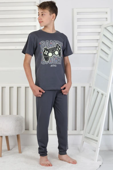 Gamer Console Desenli Kısa Kollu Erkek Çocuk Pijama Takımı - Resim 2