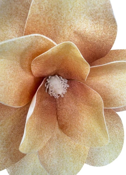 Yapay Çiçek Somon Manolya Islak Doku 3 Kafalı Uzun Dal Çiçek Flowers 80cm - Resim 5