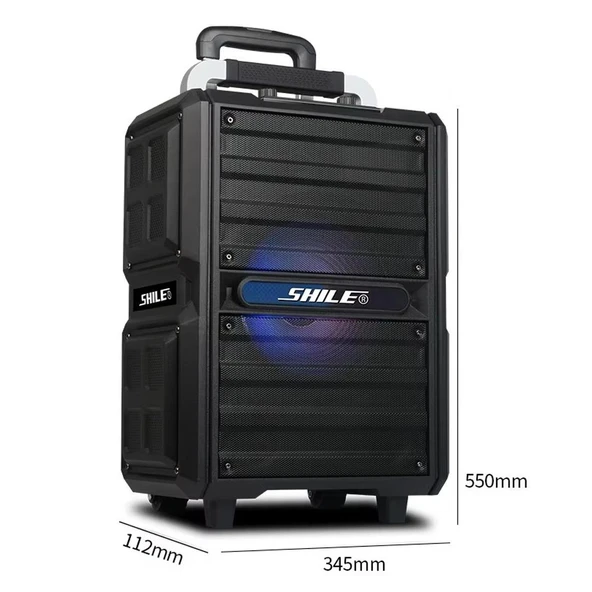 Shile SL-2017 50 Watt Taşınabilir Seyyar Aktif Amfi Hoparlör Kablosuz EL + Yaka Mikrofonlu USB+SD+BT Kumandalı - Resim 3