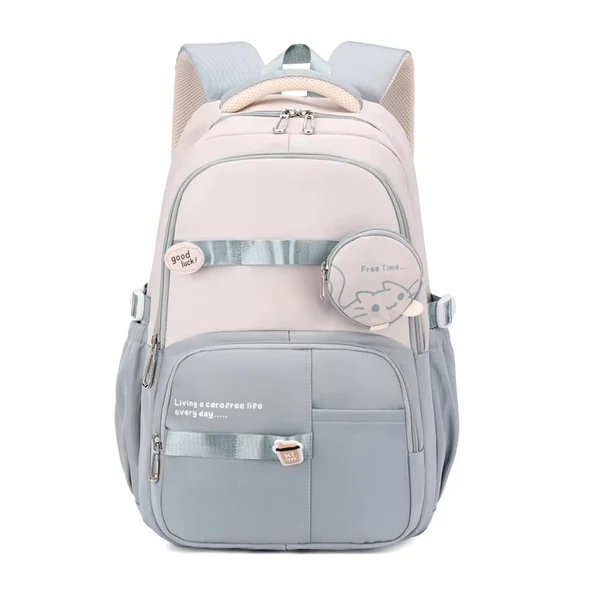 Bahar Yeni Öğrenci Sırt Çantası Okul Çantası Basit Kore Tarzı Sırt Çantası Kadın Seyahat Eğlence Çantası mavi ürün görseli