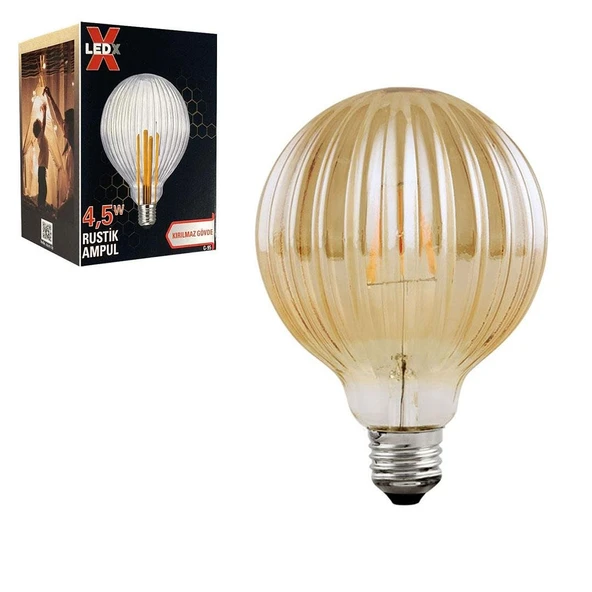 Ayt Ledx G-95 Kırılmaz Gövde 4,5 Watt Çizgili Rustik Ampul Led Aydınlatma Dekoratif Lamba
