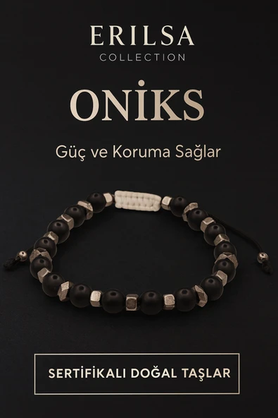 Sertifikalı Ham İşlenmemiş Oniks Taşı Bileklik – Güç Koruma ve Kalkan ürün görseli