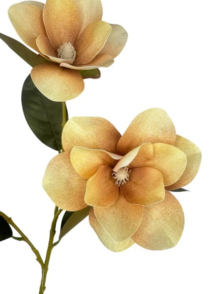 Yapay Çiçek Somon Manolya Islak Doku 3 Kafalı Uzun Dal Çiçek Flowers 80cm - Resim 4