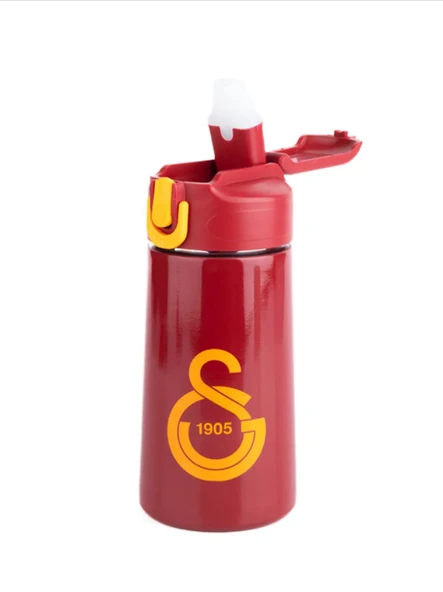 Galatasaray Lisanslı Logolu Pipetli Çelik Matara 500ML - Resim 2