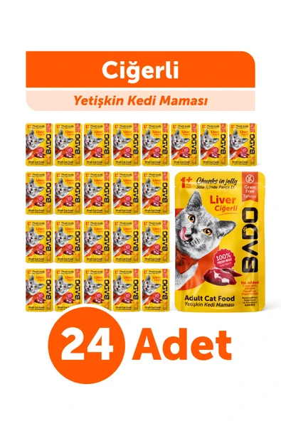 Bado Yetişkin Yaş Kedi Maması Ciğerli 85Gr 24'lü ürün görseli 1