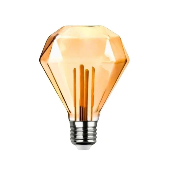 Ayt Ledx GD-95 Kırılmaz Gövde Diamond Elmas Kesim 4,5 Watt Amber Rustik Ampul Dekoratif Aydınlatma - 1