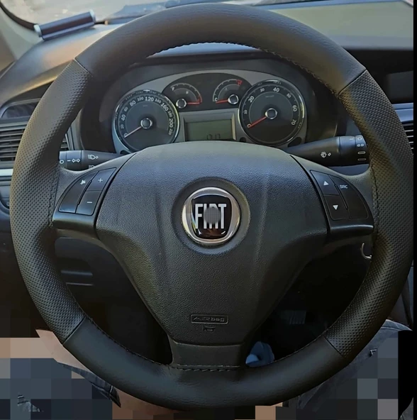 DİKİŞLİ DİREKSİYON KILIFI SİYAH DERİ NOKTALI DERİ SİYAH DİKİŞLİ FI.AT PUNTO LİNEA FİORİNO İÇİN ürün görseli