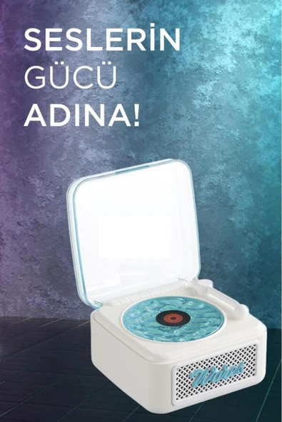 Nostalji Plak Görünüm Mini Dekor Waves BT Işıklı Müzik Çalar Saat Tf Kart Aux Özellikli - 2