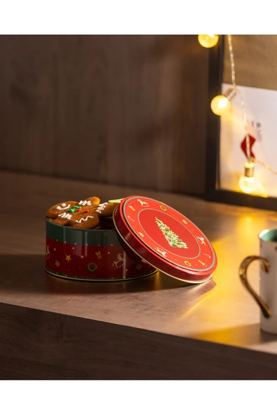 Bonni Yuvarlak Metal Kutu - Küçük Boy - Kırmızı ürün görseli 1