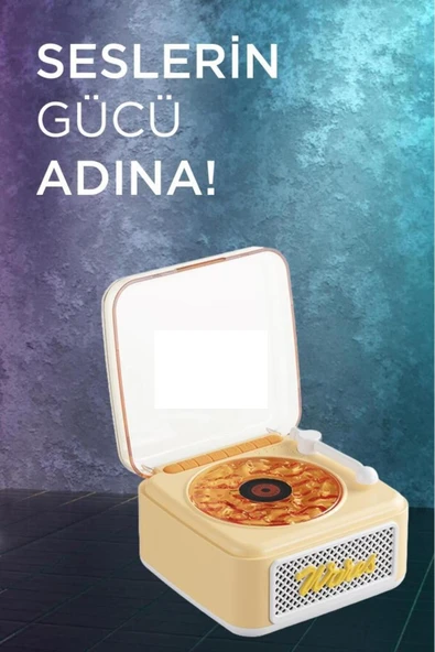 Nostalji Plak Görünüm Mini Dekor Waves BT Işıklı Müzik Çalar Saat Tf Kart Aux Özellikli - 11