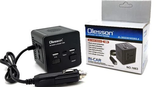 Ayt Olesson 1663 DC 12-24V 150W Oto Araç Power İnverter Type-c  Çift Usb 220V Üniversal Priz Girişli Çevirici - 1
