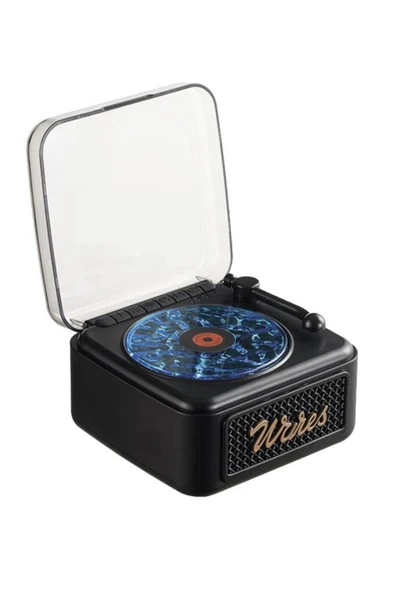 Nostalji Plak Görünüm Mini Dekor Waves BT Işıklı Müzik Çalar Saat Tf Kart Aux Özellikli - 9