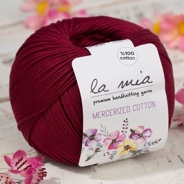 La Mia Mercerized Cotton Bordo El Örgü İpi - 23 - 33596 ürün görseli