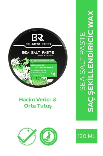 Black Red Saç Sea Salt Deniz Tuzu Saç Spreyi & Seal Salt Paste Saç Şekillendirici Mat Wax 2'li Set - 3