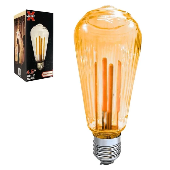 Ayt Ledx ST-64 Kırılmaz Gövde 4,5 Watt Çizgili Rustik Ampul Dekoratif Lamba Aytınlatma - 1