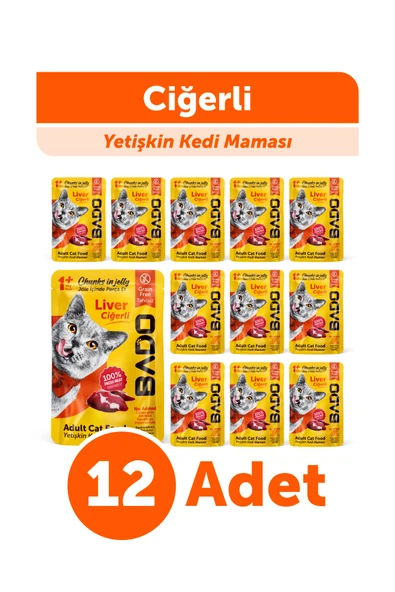 Bado Yetişkin Yaş Kedi Maması Ciğerli 85Gr 12'li - 1