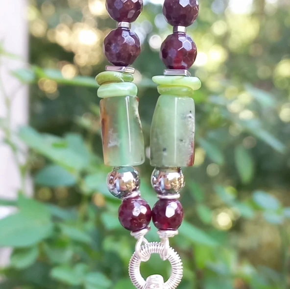 2402 Garden Kuvars Garnet Krizopras Sedef el yapımı kolye - 5