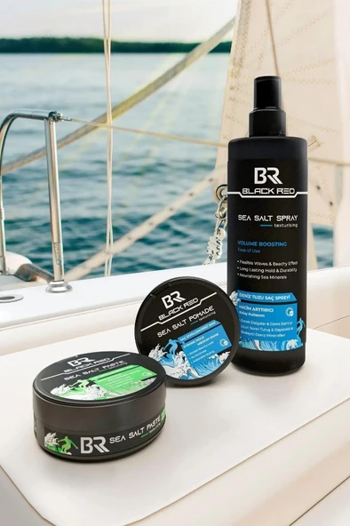 Black Red Saç Sea Salt Deniz Tuzu Saç Spreyi & Seal Salt Paste Saç Şekillendirici Mat Wax 2'li Set - 5