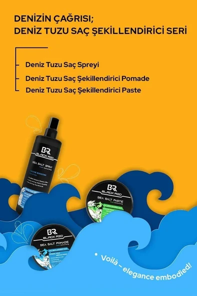 Black Red Saç Sea Salt Deniz Tuzu Saç Spreyi & Seal Salt Paste Saç Şekillendirici Mat Wax 2'li Set - 6