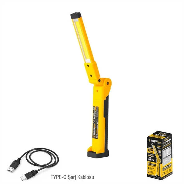 SGS ŞARJLI LED FENER 800 LÜMEN KATLANIR 3.7 VOLT/ 2000 mAh - 1