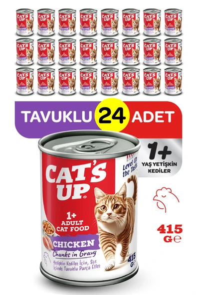 Cats Up Yaş Yetişkin Kedi Maması Tavuklu 415gr 24Lü ürün görseli 1