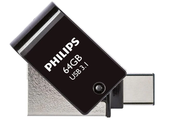 Philips FM64DC152B/00 64Gb 2 IN 1 TYPE-C/USB 3.1 Siyah Gri USB Flash Bellek