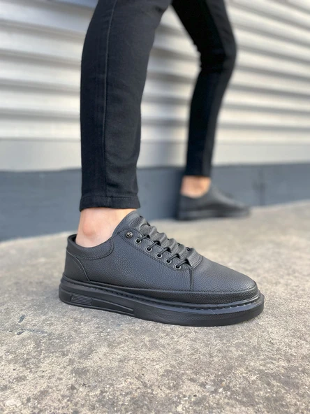 JY0535 Prime Bağcıklı Cilt Erkek Günlük Sneaker Ayakkabı CST - Siyah ürün görseli