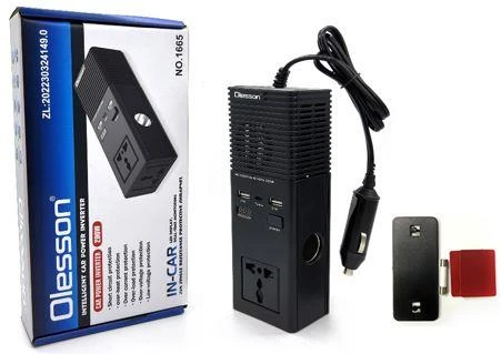 Ayt Olesson 1665 DC 12-24V 200W Oto Araç Power İnverter Ek Çakmak Girişi TYPE-C Çift Usb 220V Üniversal Priz Çevirici