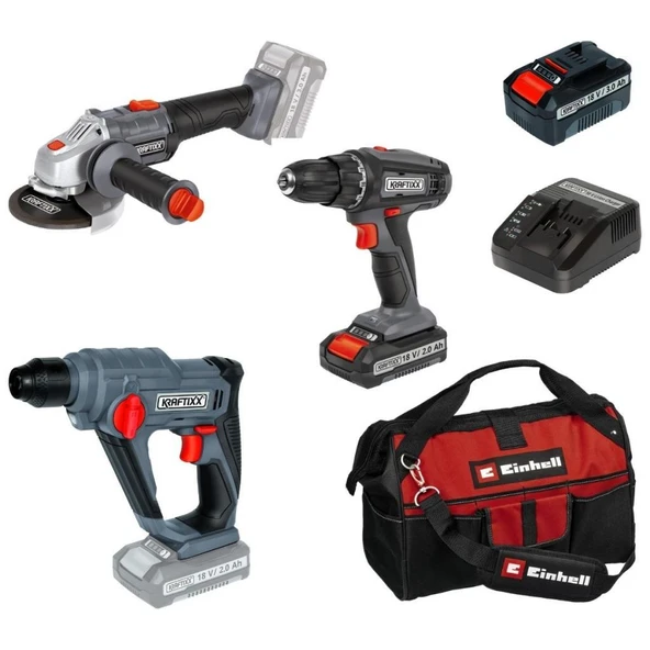 Kraftixx by Einhell Akülü Kırıcı Taşlama Vidalama Set ürün görseli