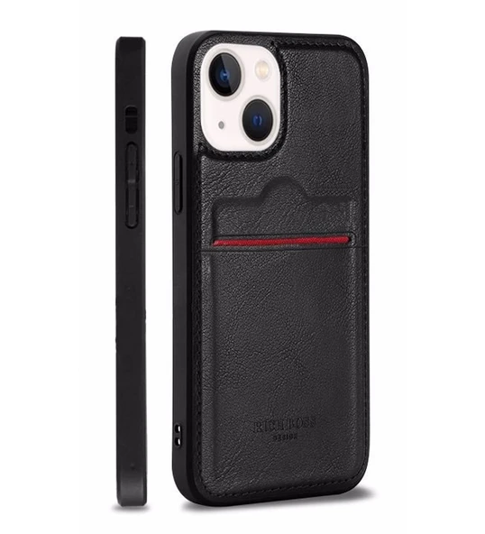 Apple iPhone 13 Kartlıklı Rich Boss Lüx Deri Kılıf Siyah - 2