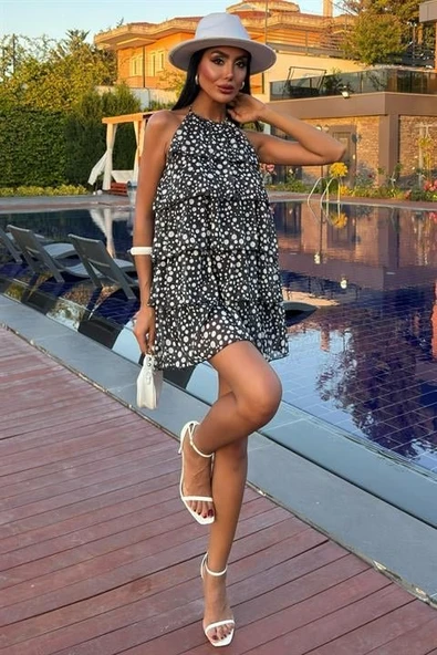 Fırfırlı Şifon Elbise 2905-08 - Resim 3