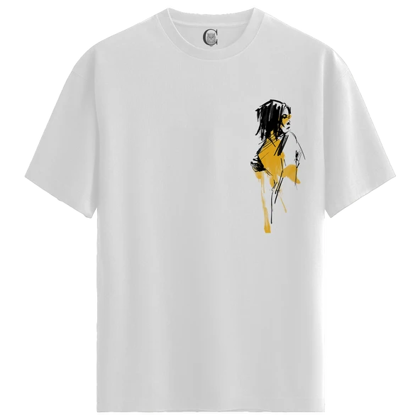 Yellow Glance - %100 Pamuklu Kadın Beyaz Tişört - Premium Quality ürün görseli 1