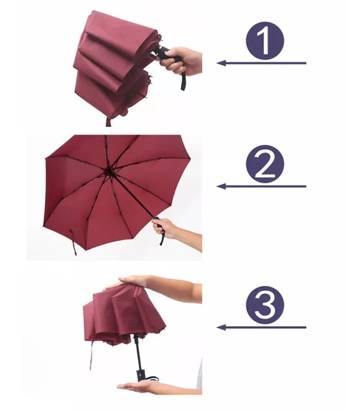 Hadidurmaal Otomatik Bordo Şemsiye - Resim 5