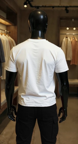 Erkek Beyaz Relaxed Fit %100 Pamuk Tişört – Minimal Dikey Tekne Baskılı - Resim 2