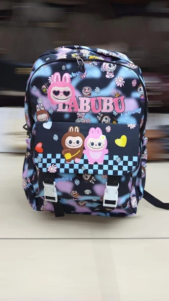 extra BÜYÜK BOY Öğrenci Sırt Çantası Okul Çantası Basit Kore Tarzı Sırt, Seyahat Eğlence Çantası labubu ürün görseli 1