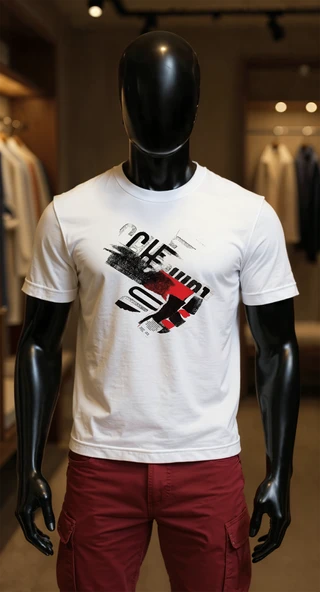 Erkek Beyaz Relaxed Fit %100 Pamuk Tişört – Büyük Çapraz Drip Grafiti & Tipografi Baskılı ürün görseli 1