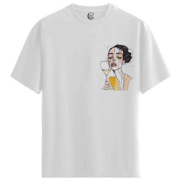 Bitter Sip - %100 Pamuklu Kadın Beyaz Tişört - Premium Quality ürün görseli 1