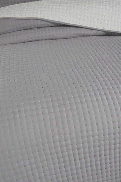 Elisa Dolgulu Çift Taraflı Çift Kişilik 240x260 Cm Yatak Örtüsü Koyu Gri - Resim 5